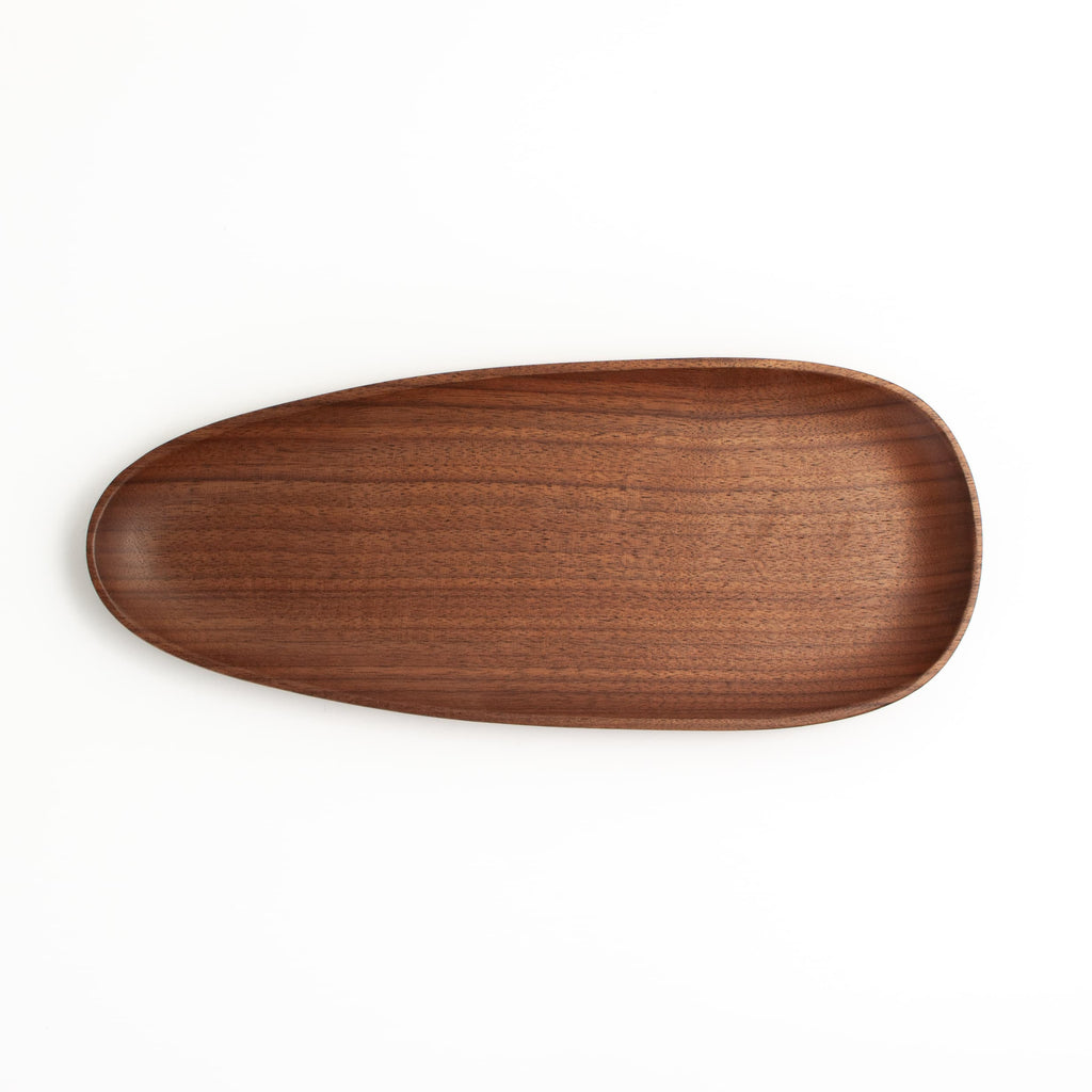 Oval Walnut Pebble Tray - Wood Serving Tray by JBrody & Co
