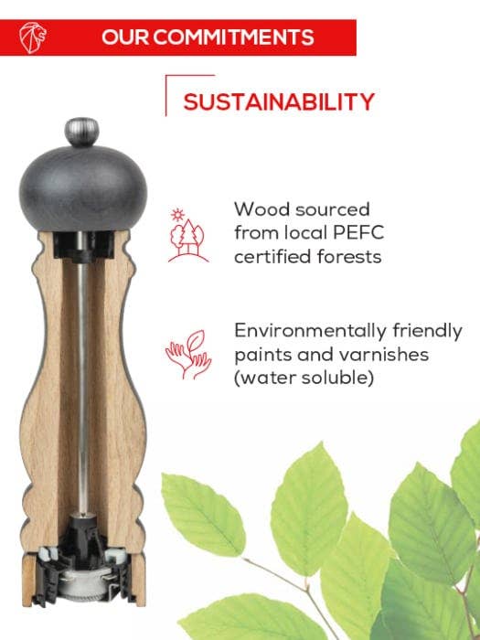 Peugeot Boreal Pepper Mill, Wood, Rock Grey, 21 cm - 8in
