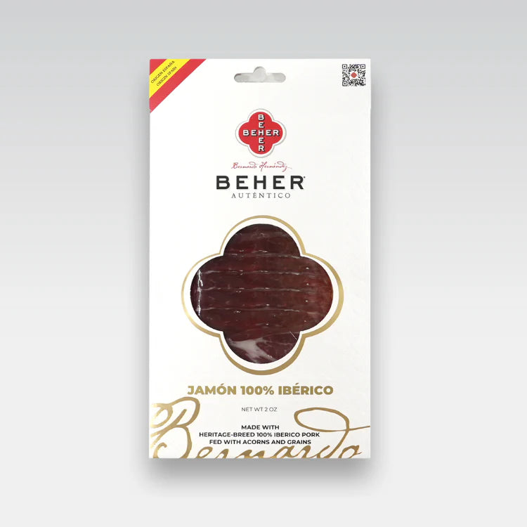 BEHER Tray 100% Ibérico Jamon (Ham), Machine-Sliced, - 2.0 oz