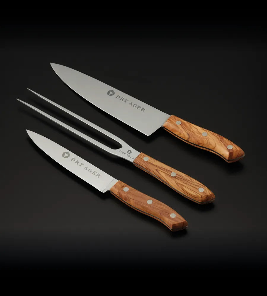DRYAGER Olive Wood Carving Knife Set (3 Pieces)